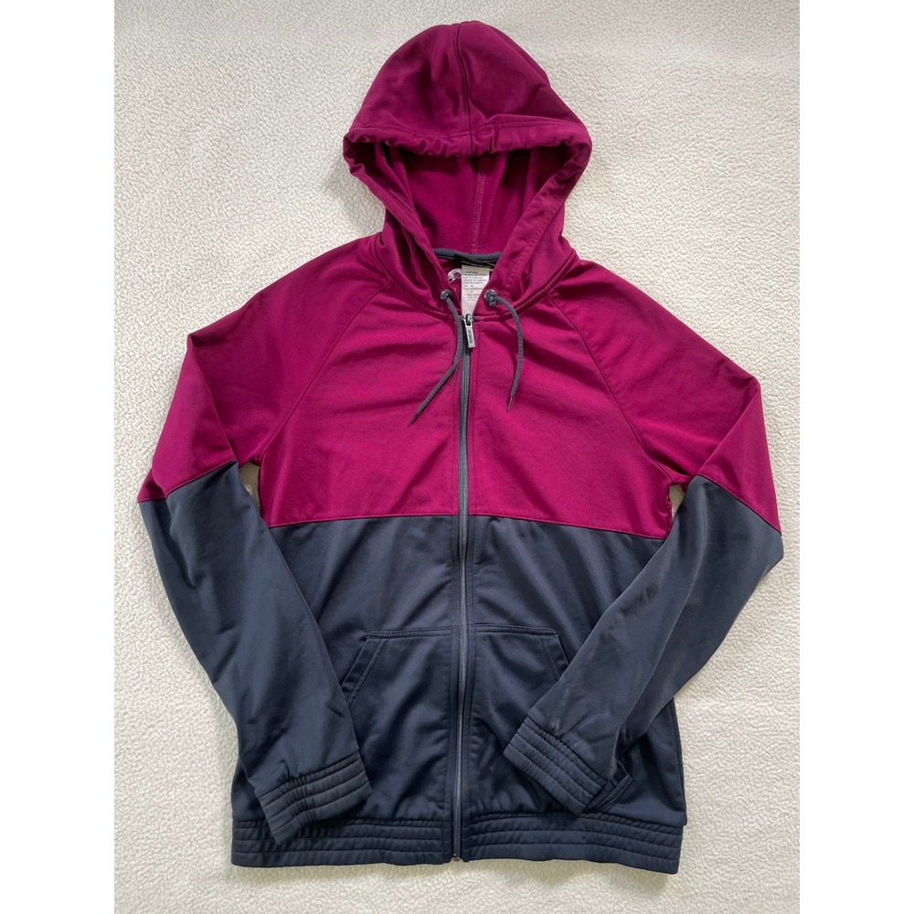 Reebok Womens Medium Zip Hoodie Maroon Grey‎ Colorblock ARWPF16083 Jacket
